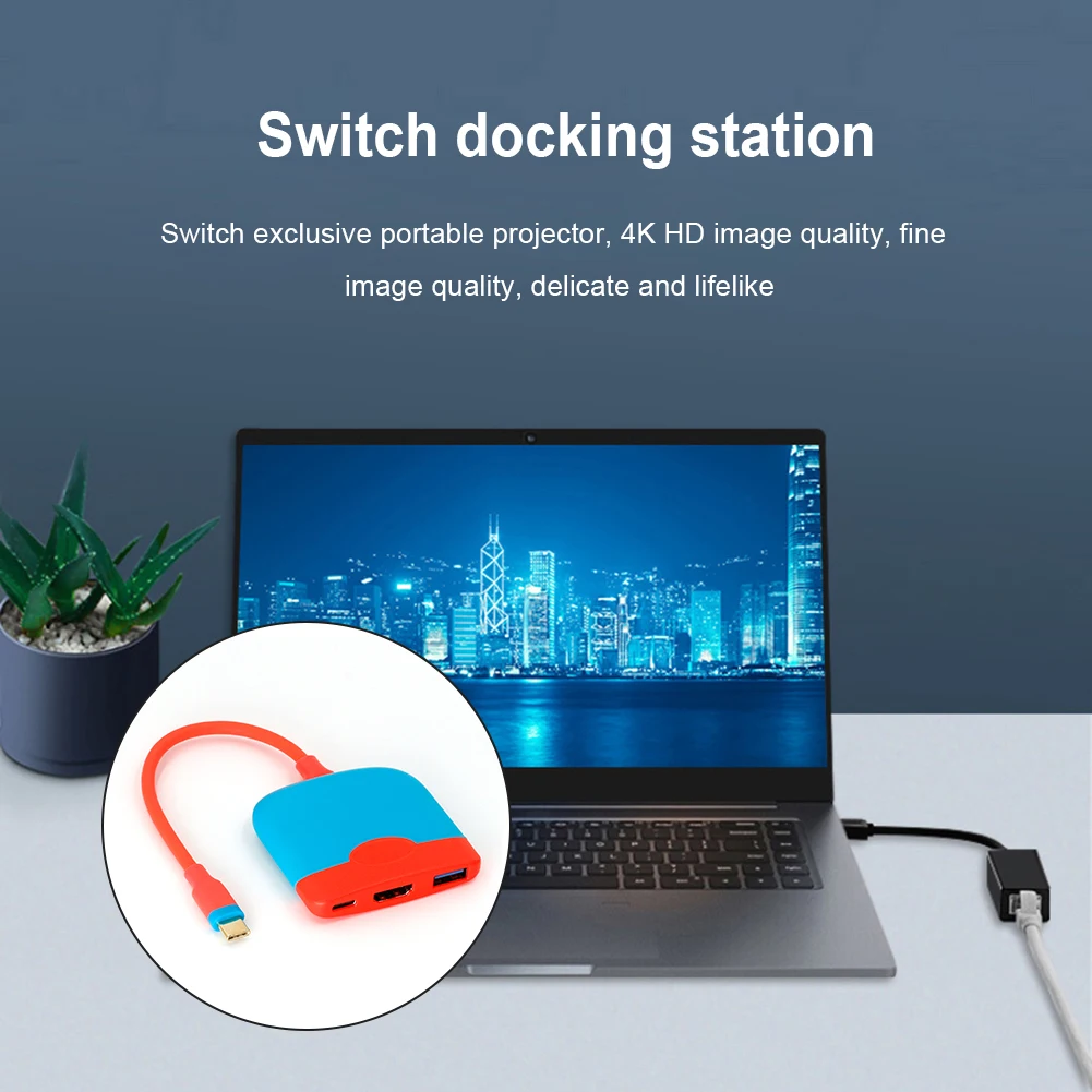 Portable TV Adapter for Nintendo Switch Type-C to HDMI-compatible PD USB 3.0 HUB 3 in 1 4K Video Converter Docking Station