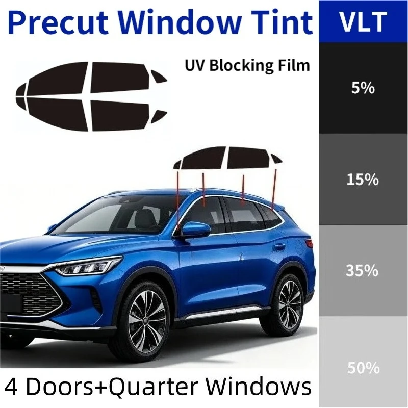 byd-song-l-ev-dm‑i-phev-suv用、カット済みのナノセラミック製窓フィルム。4ドア＋サイドウィンドウ用。紫外線・赤外線・熱を遮断し、プライバシー保護機能付きpetフィルム。