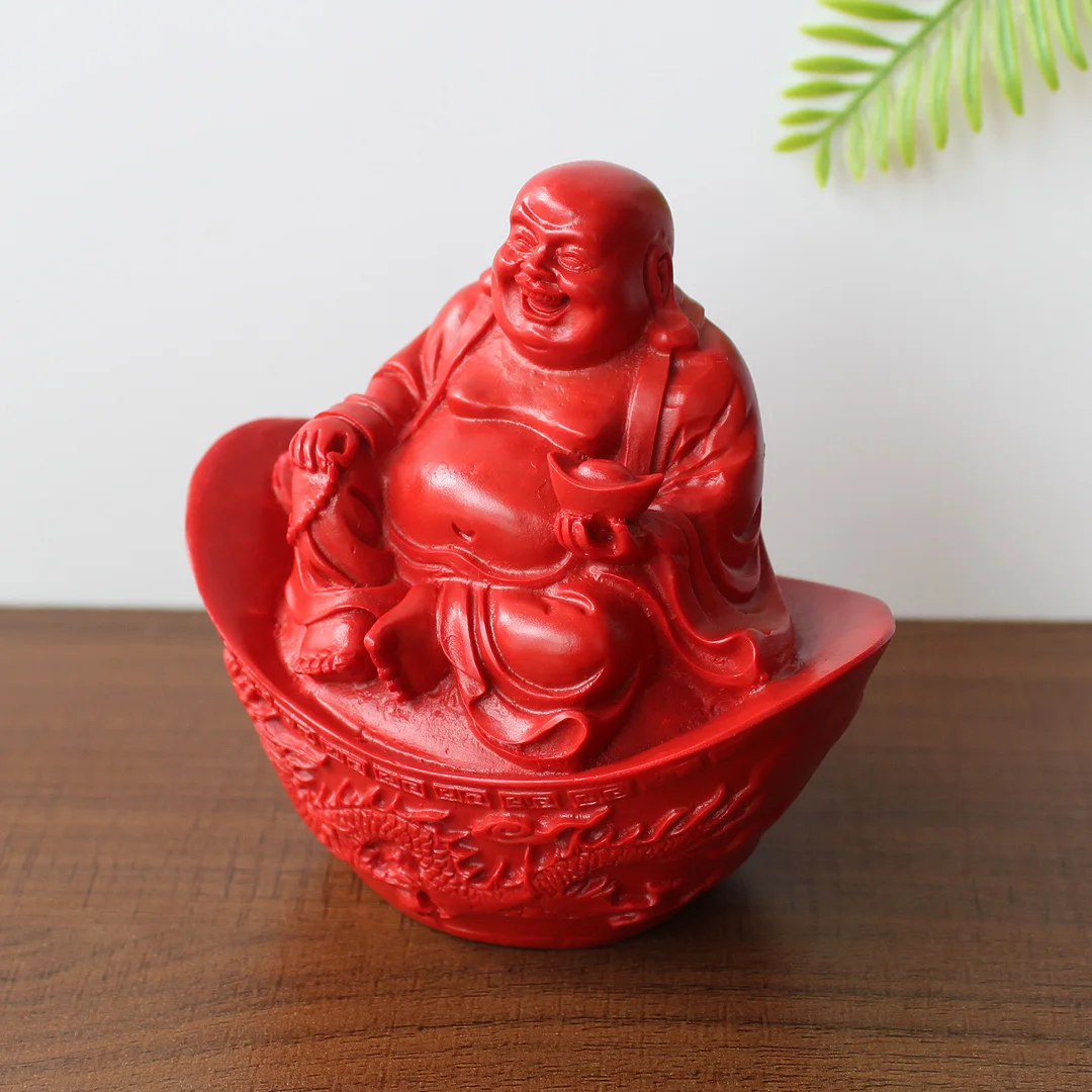 Cinnabar feng shui to keep peace Maitreya  laughing hall  statue tabletop living room