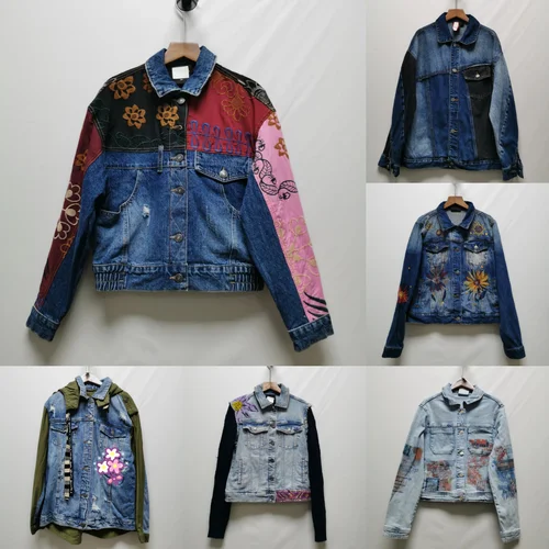 Chaqueta vaquera original europea, americana, española para mujer, bordado y patchwork resistentes, Chaqueta corta ligera de lujo