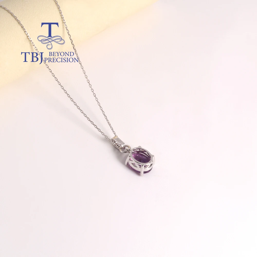 Simple fashion design Natural Six Cornor amethyst Pendant Necklace S925 silver fine jewelry for women and girls birthday gifts