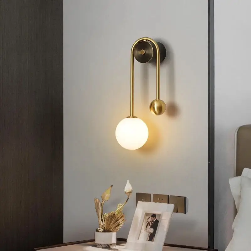 Imagem -02 - Modern Nordic Vidro Bola Lâmpada de Parede Led Ouro Abajur Iluminação Interior Sconce Luminária Luz Home Decor Sala de Estar Quarto