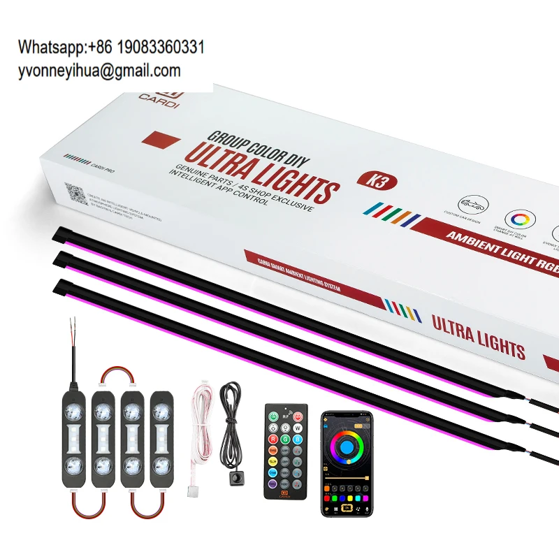 

"CARDI" K3 Led RGB Atmosphere Strip Light Wireless Remote Control Led Strip Lights Atmosphere Car Interior Lights