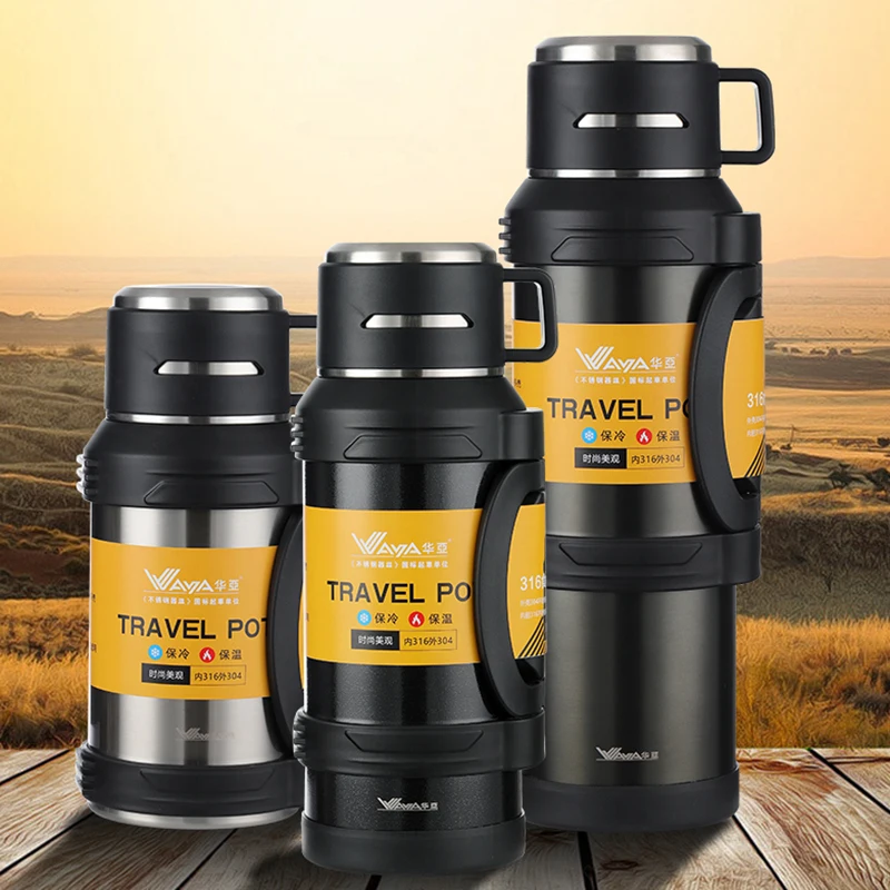 

Large Capacity Stainless Steel Thermos Portable Vacuum Flask Insulated Tumbler with Rope Thermo Bottle1300-3200ml Termos