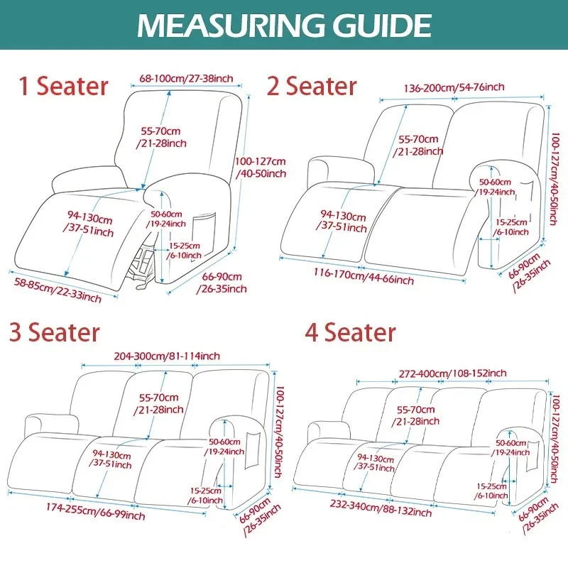 New Elastic Recliner Sofa Cover All-inclusive Jacquard Armchair Covers Solid Color Slipcovers Couch Protector Living Room Decor
