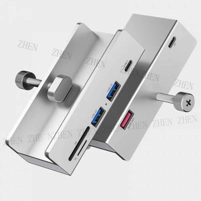 Y Y USB3.0 Hub Clamp with 2 USB-A, SD/TF Card Reader, 3.5mm AUX, Type-C Port
