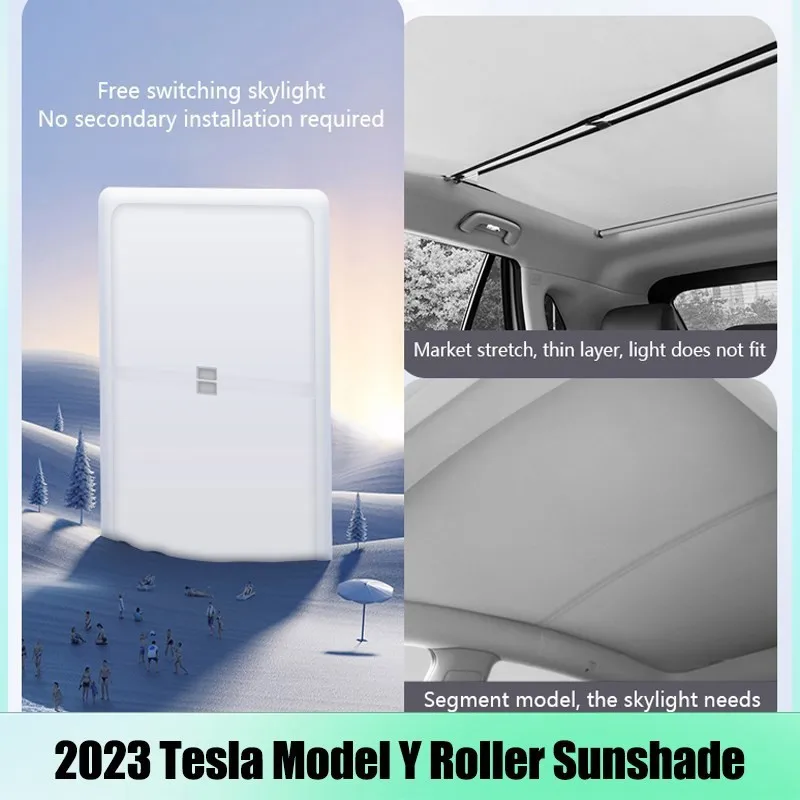 For ModelY 2024 Sunshade Roof Skylight Scroll Original Car Sun Visor For Tesla Model Y 2021-2023 Accessories Retractable