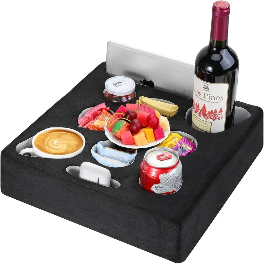 

Многоцелевая подушка для дивана с 7-слотовым держателем для напитков, диванным подносом для напитков и хранилищем для пульта дистанционного управления, закусок, планшетов