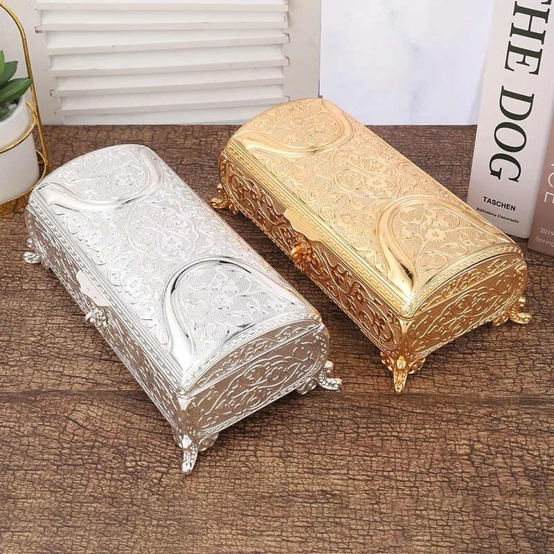 Nordic style light luxury jewelry necklace earring organizer storage box, single-layer flip-top vintage fashion jewelry