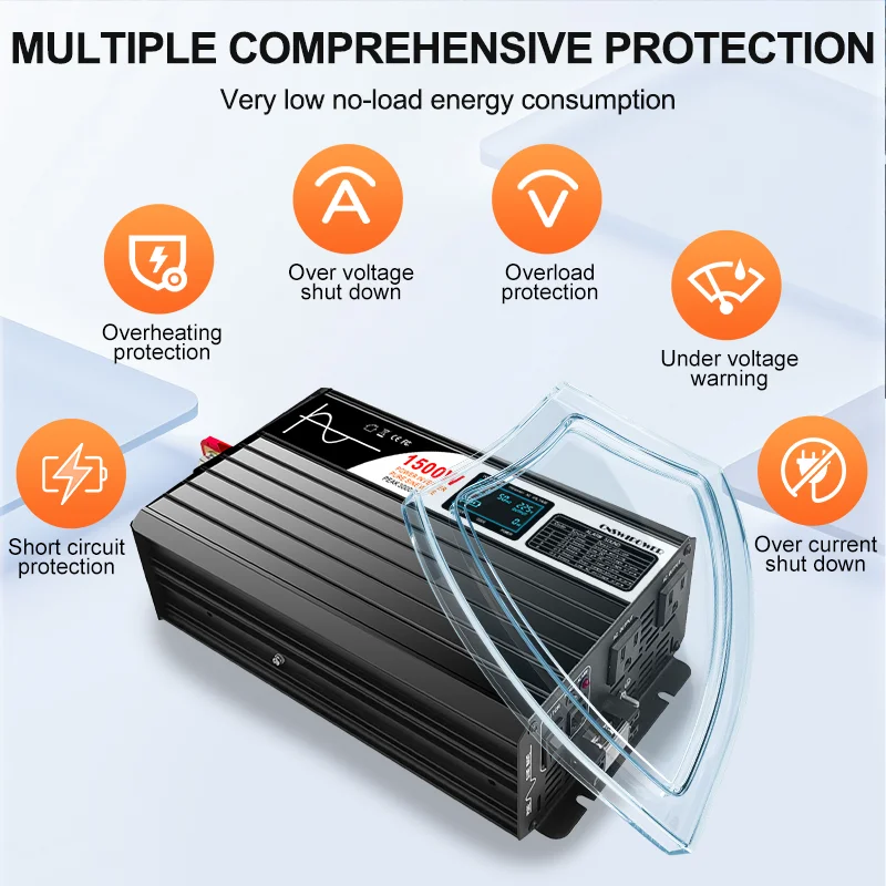 CNswipower 1500 واط عاكس الطاقة شاشة الكريستال السائل موجة جيبية نقية العاكس 12 فولت/24 فولت/48 فولت 110 فولت مناسبة للمنزل و RV