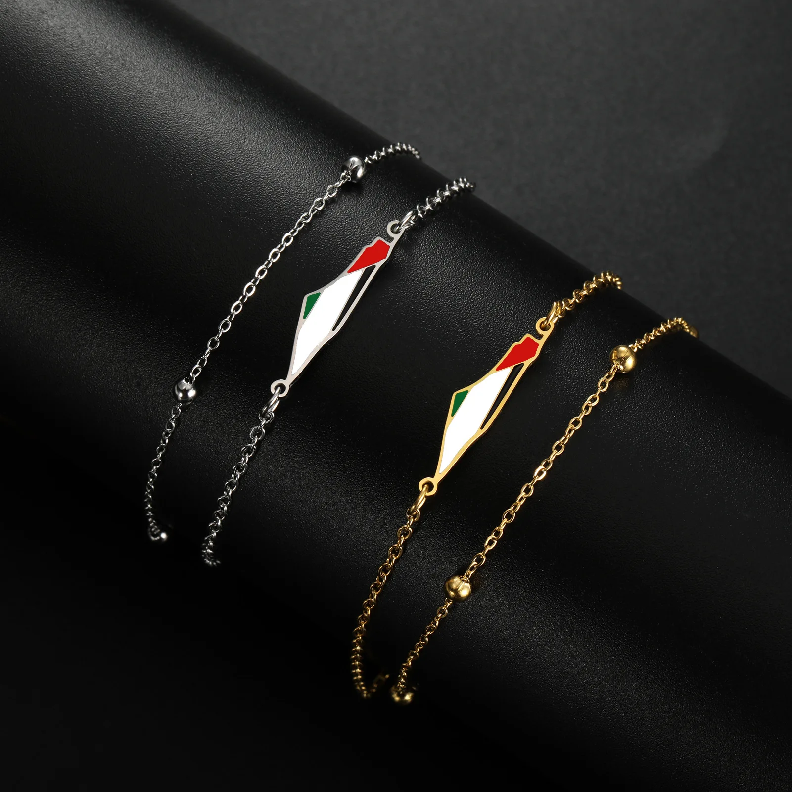 HNSP Stainless Steel Palestine Bracelet For Women Double Layer Hand Chain Jewelry Accessories