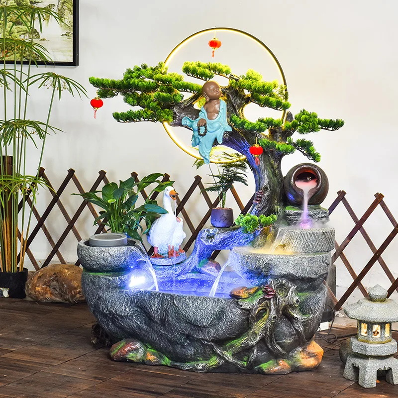 New Chinese Welcome Pine Flowing Water Fountain Balcony Villa Outdoor Living Room