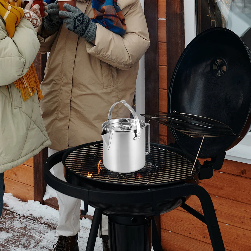 

Stainless Steel Water Kettle Portable Tea Pot For Camping Outdoor Hiking Large Capacity Boiling Kettle Lightweight Durable