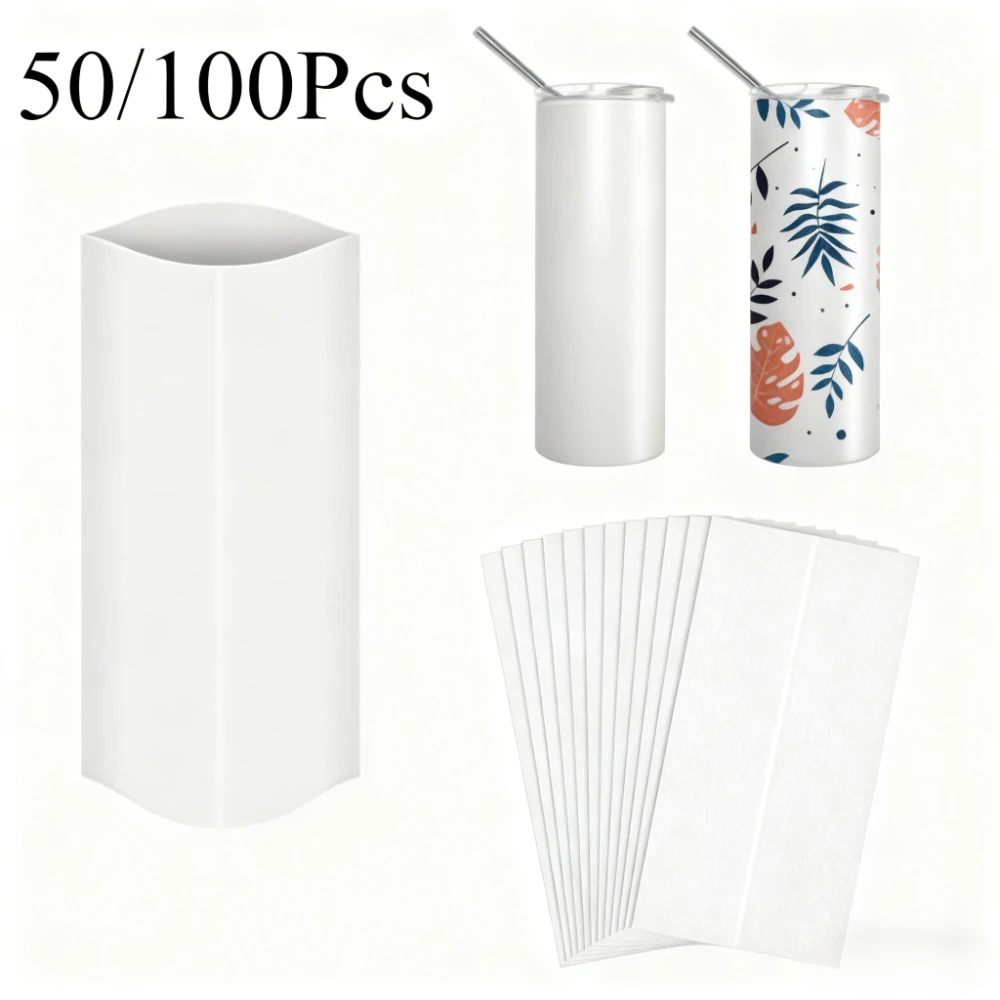 

50/100 Pcs Sublimation Shrink Wrap Sleeves Straight Cup, Heat Transfer Shrink Film, Durable Plastic Stretch Wrap