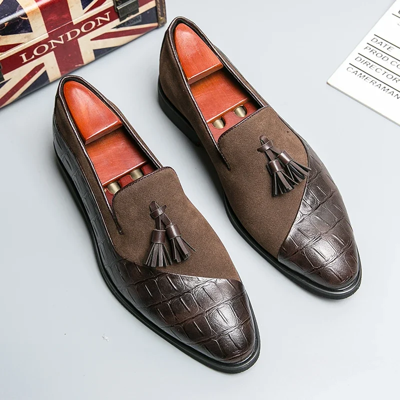 

Men's Leather Shoes Luxury Britain Casual Shoes Designer Crocodile Grain Loafers for Man High End Wedding Shoe Zapatos De Hombre