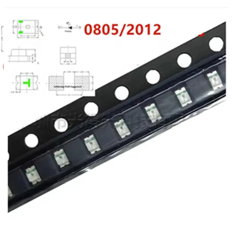 100PCS 0805 led 2012 smdled leds SMT highlighted light red, green, blue, yellow and orange powder