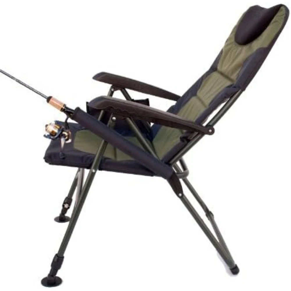 Imagem -06 - Cadeira de Pesca Dobrável com Pernas Estendendo Ajustável Conforto Final com Reclining Feature Ideal para Pesca e Camping