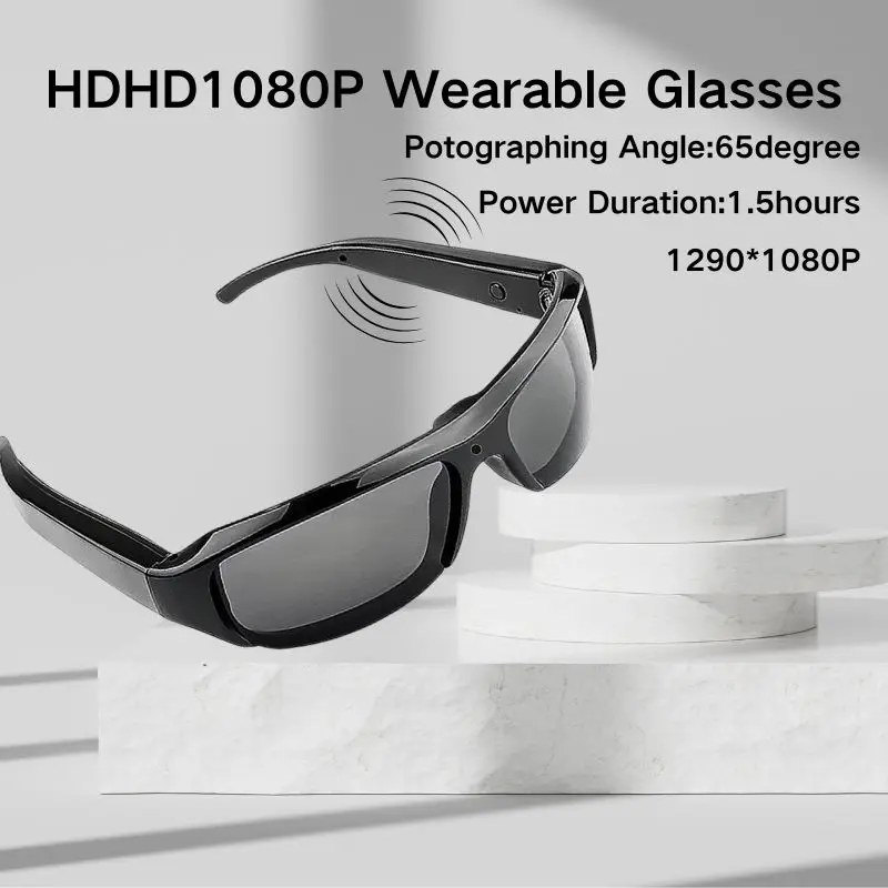 HD1080P Wearable Mini Camera Glasses DVR Video Recorder Outdoor Sports Camera,  Bicycle Dash Cam,  Polarized Sunglasses