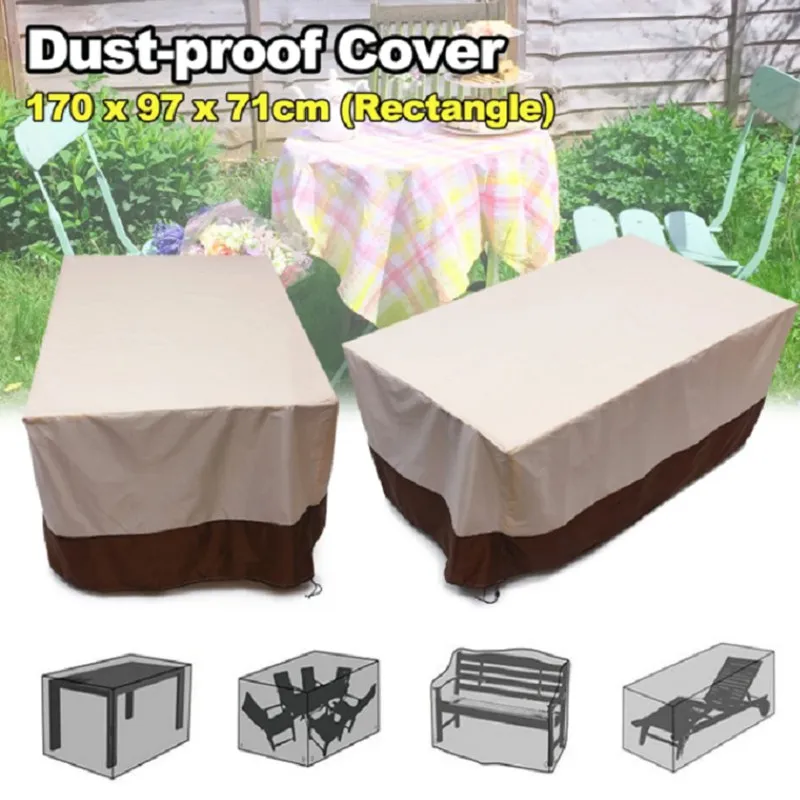 Beige 210D Waterproof Cover Outdoor Garden Patio Furniture Cover Chair Sofa Table Dustproof Cover Rain Snow Protective Cover