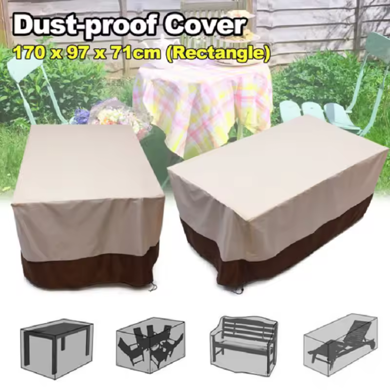 Bege 210d à prova dwaterproof água capa de mobiliário do pátio do jardim ao ar livre cadeira sofá mesa capa protetora capa chuva neve