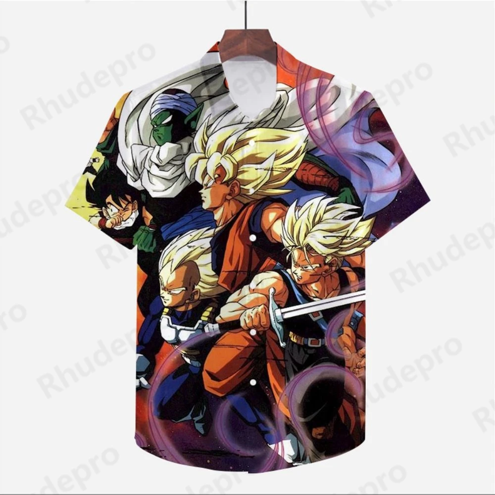 Camicia oversize 2024 abbigliamento uomo Vegeta Dragon Ball Z Harajuku Seaside Trip Cute Summer Fashion Super Saiya manica corta Anime