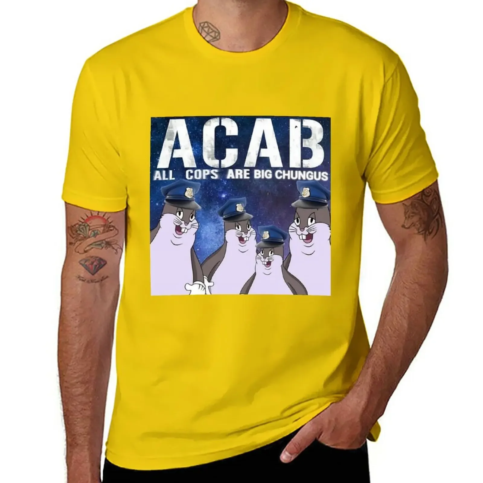 New All Cops Are Big Chungus ACAB T-Shirt graphic t shirt cute clothes man clothes mens graphic anime Male fashion Hot Sale