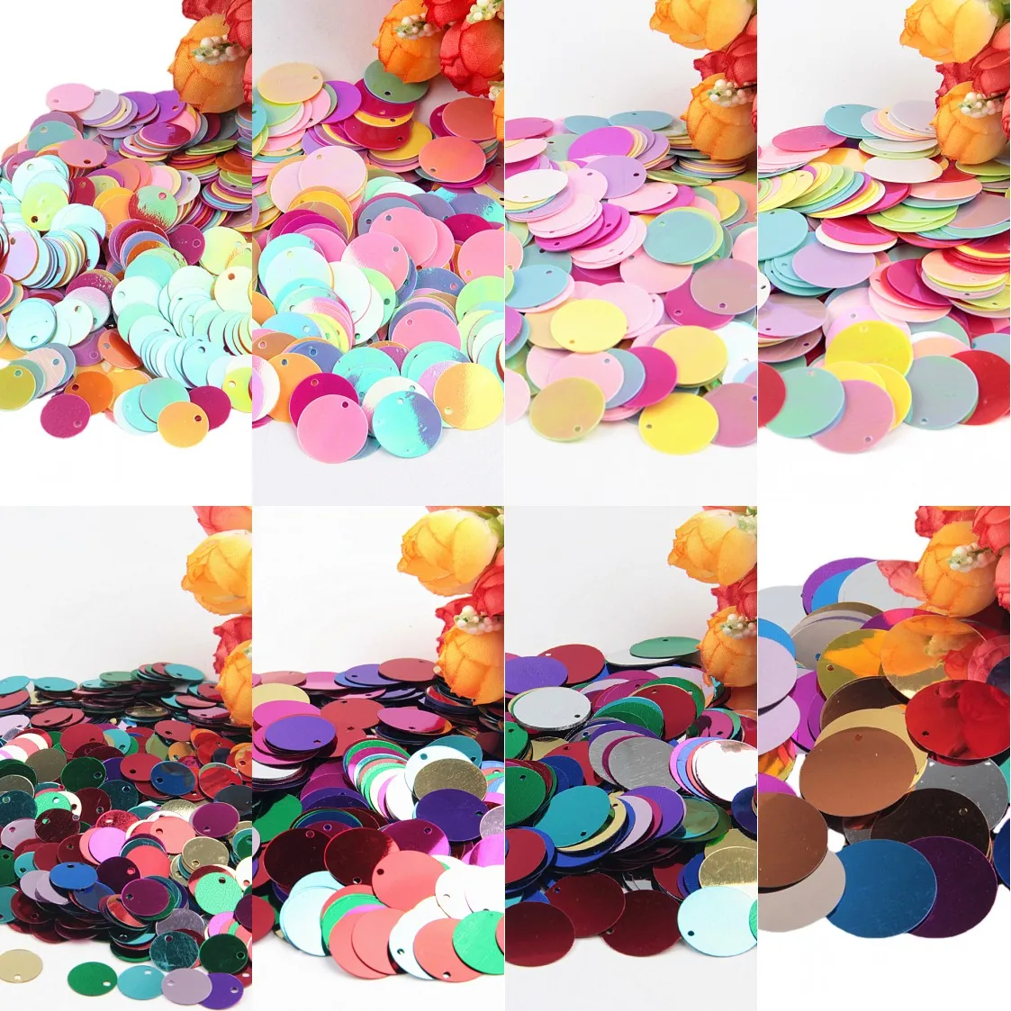 450g Colorful Large Round Sequins 10 15 20-30mm Round Loose Sequin Crafts Sewing Clothes Decoration DIY Accessories Lentejuelas