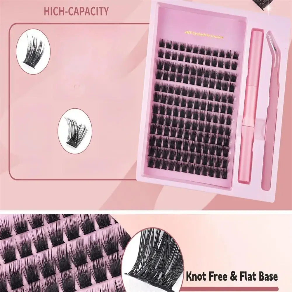Ensemble de faux-cils individuels, Extension de cils en grappe avec dissolvant de joint de colle, outils de maquillage pour les yeux
