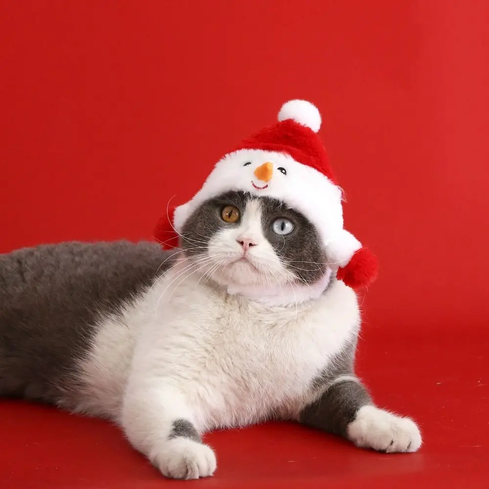 Cute Funny Cat Hat Santa Claus Snowman Cat Cap christmas tree Soft Dog Christmas Headgear Party Supplies