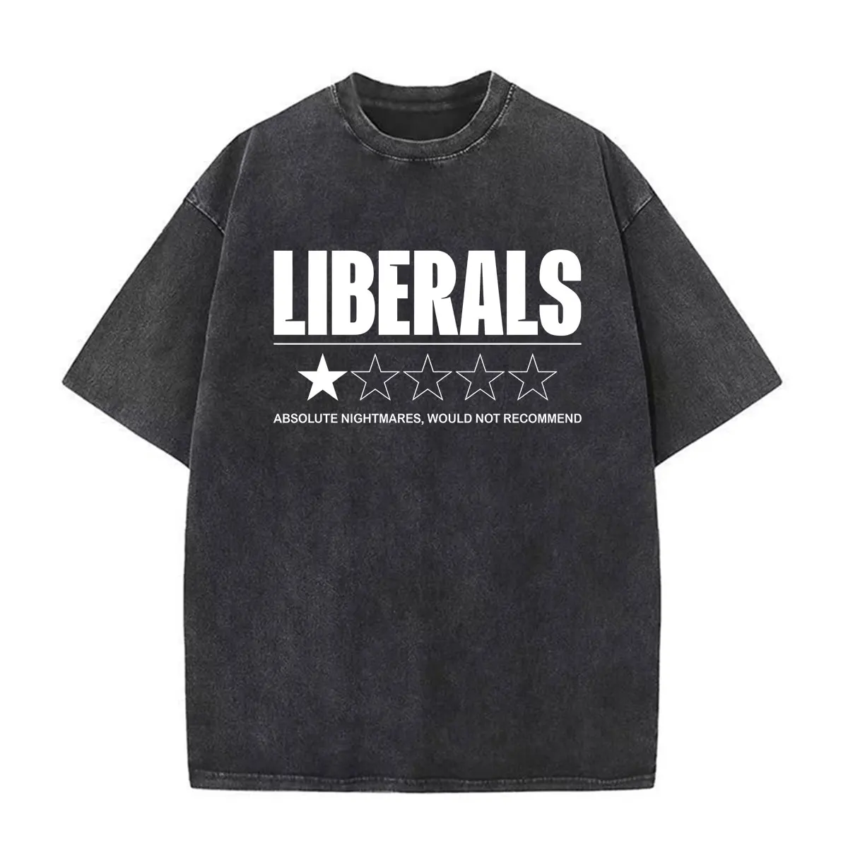 Liberals One Star Review Political Humor Satire Graphic T-shirt Men Women Vintage Washed Classic T Shirts Cotton Loose Tee Shirt