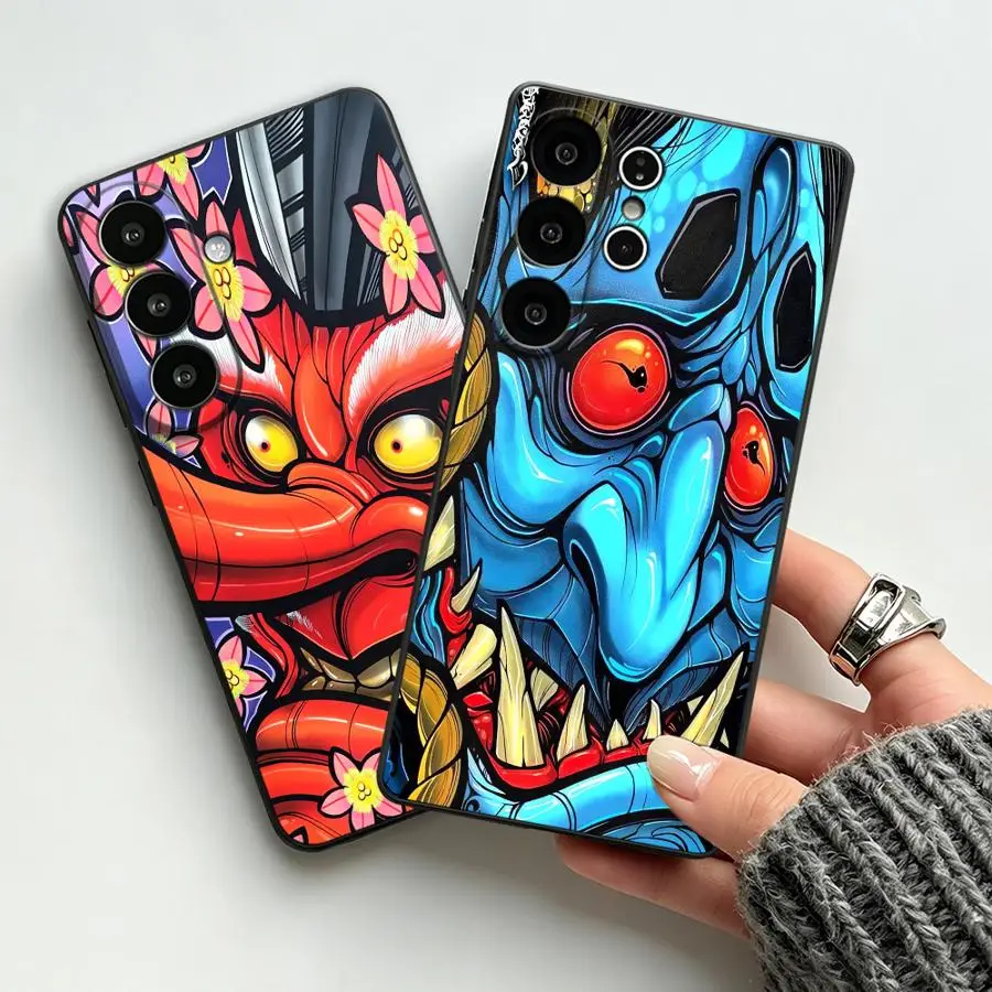 Case for Samsung Galaxy S26 Ultra S23 S10 S9 S21 FE S24 Note 20 8 9 10 S25 Plus S20 Ultra Funda Phone Cover Blue Japanese Oni