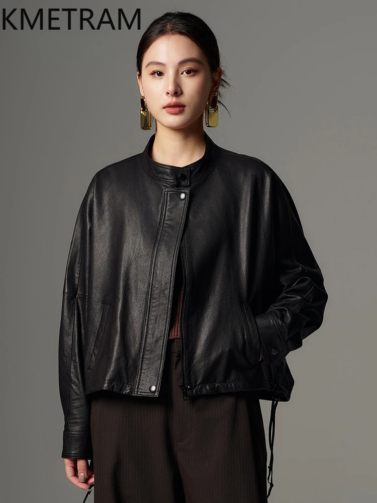 100% Sheepskin Jacket Woman High Quality Genuine Leather Short Jackets Women Spring Ladies Clothes Black Coat 2025 кожанка