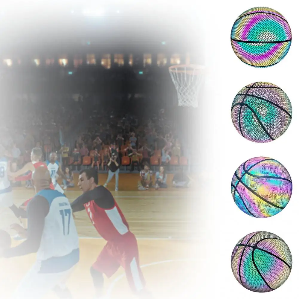 Shiny Reflective Basketball Durable Faux Leather Stylish And Beautiful Holographic Party Home Outdoor Decoration Birthday Gifts