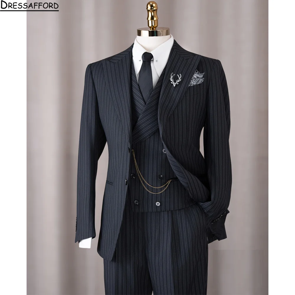 

Элегантный (пиджак + жилет + брюки) Мужская мода Деловой повседневный приталенный свадебный деловой костюм Элегантный мужской костюм