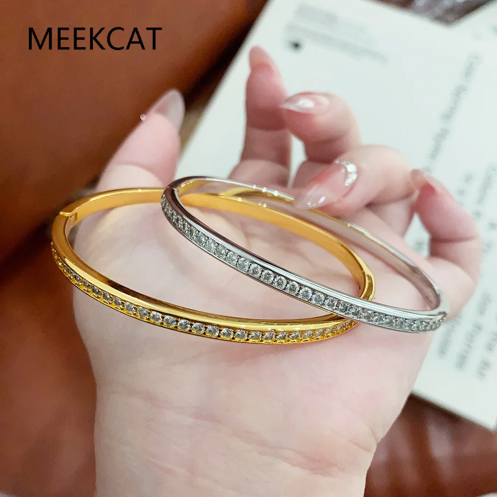 Real D Color 4mm 0.3CT Full Moissanite Bangle Bracelet for Woman Party S925 Sterling Silver Simulated Diamond Bracelet Pulseiras