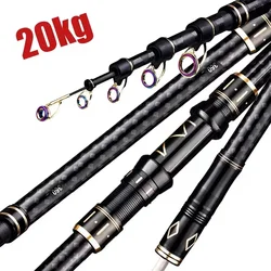 2.1m-4.5m Telescopic Fishing Rod Travel Surf Rod Spinning Power 10-250g Distance Throwing Pole High Carbon Baitcasting Rod