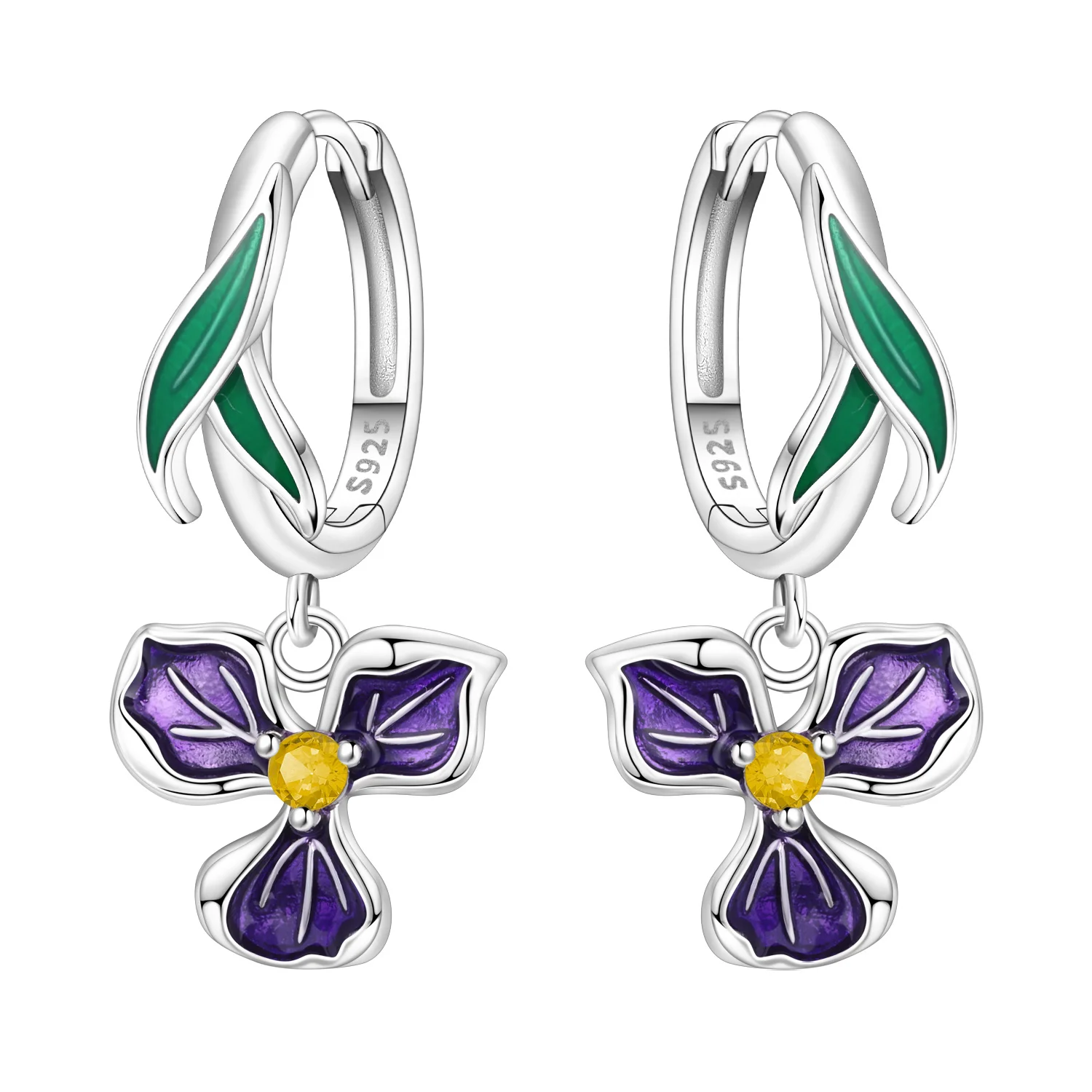 

PANPOKI стерлингового серебра 925 пробы, фиолетовые серьги с цветком ириса, серьги-капли для женщин, подарки на вечеринку, модные ювелирные изделия