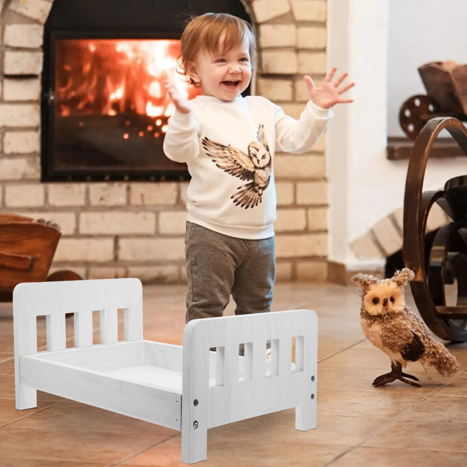 

1pc Vintage Style Newborn Photography Mini Bed Creative Photo Prop Durable Retro Bed For Infant Photoshoot Wood Design