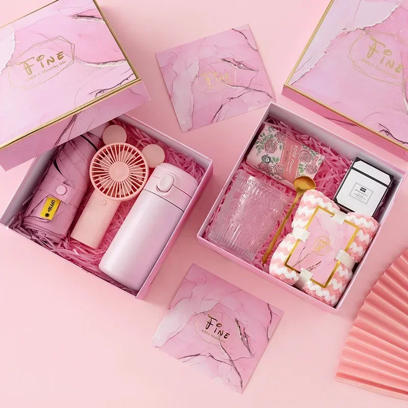 2026/Hot sale pink cup umbrella set children's birthday gift business wedding gift sets for guests