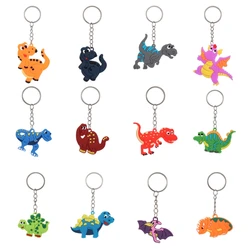 10 Pieces Children Dinosaur Keychains Toy Keyrings Decoration for Birthday Party Favor Supplies Stuffers Bag Fillers Gifts