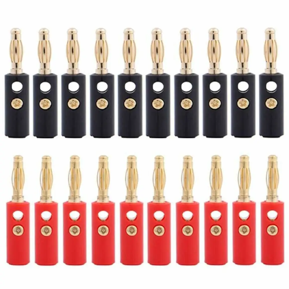 Durable 4MM Gold Plated Speaker Banana Connector Horn Speakers Banana Plug Compatible With Up To 3MM Diameter Of Speaker Cable