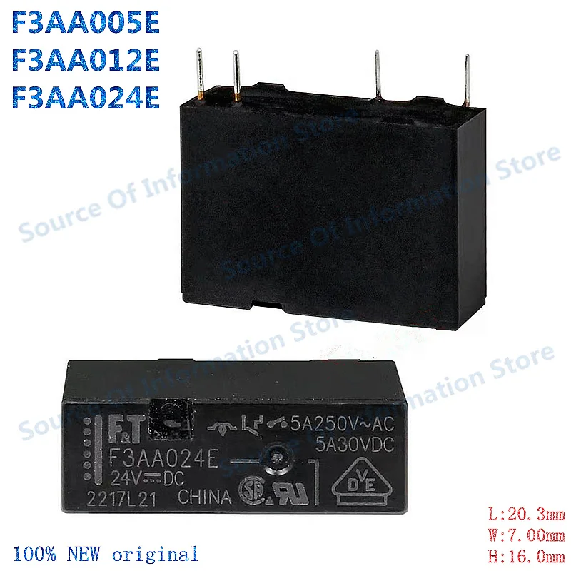

10Pcs Power Relay F3AA005E F3AA012E F3AA024E 5V 12V 24V 4Pin a group of normally open