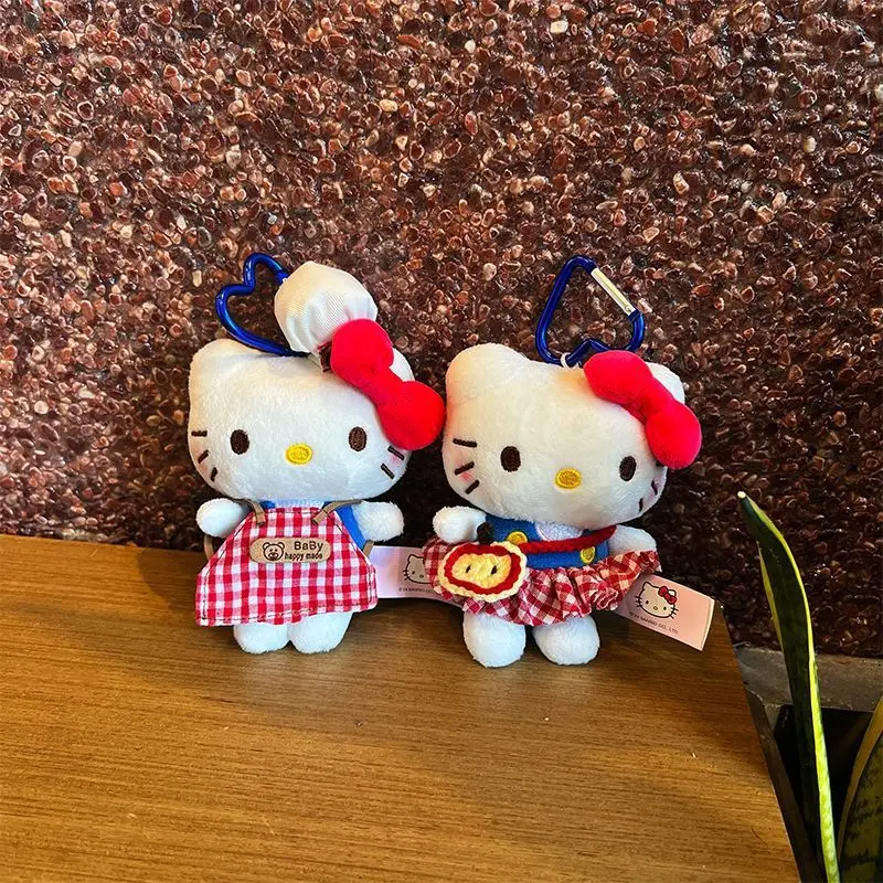 Kawaii Hellokitty Anime Portachiavi bambola di peluche Simpatico cartone animato Dressable Toys Borse Portachiavi Auto Appendini Regali di Natale per le ragazze