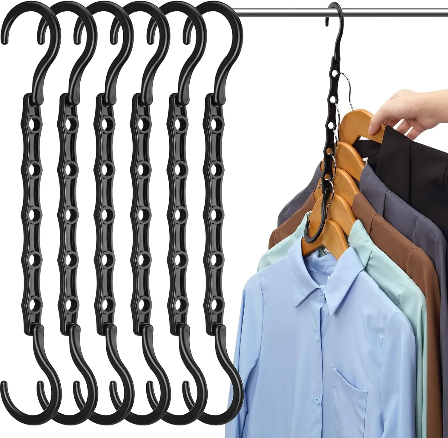 

Набор из 6 экономичных вешалок для экономии места в шкафу, незаменимые вещи для общежития, прочные волшебные вешалки для тяжелых вещей