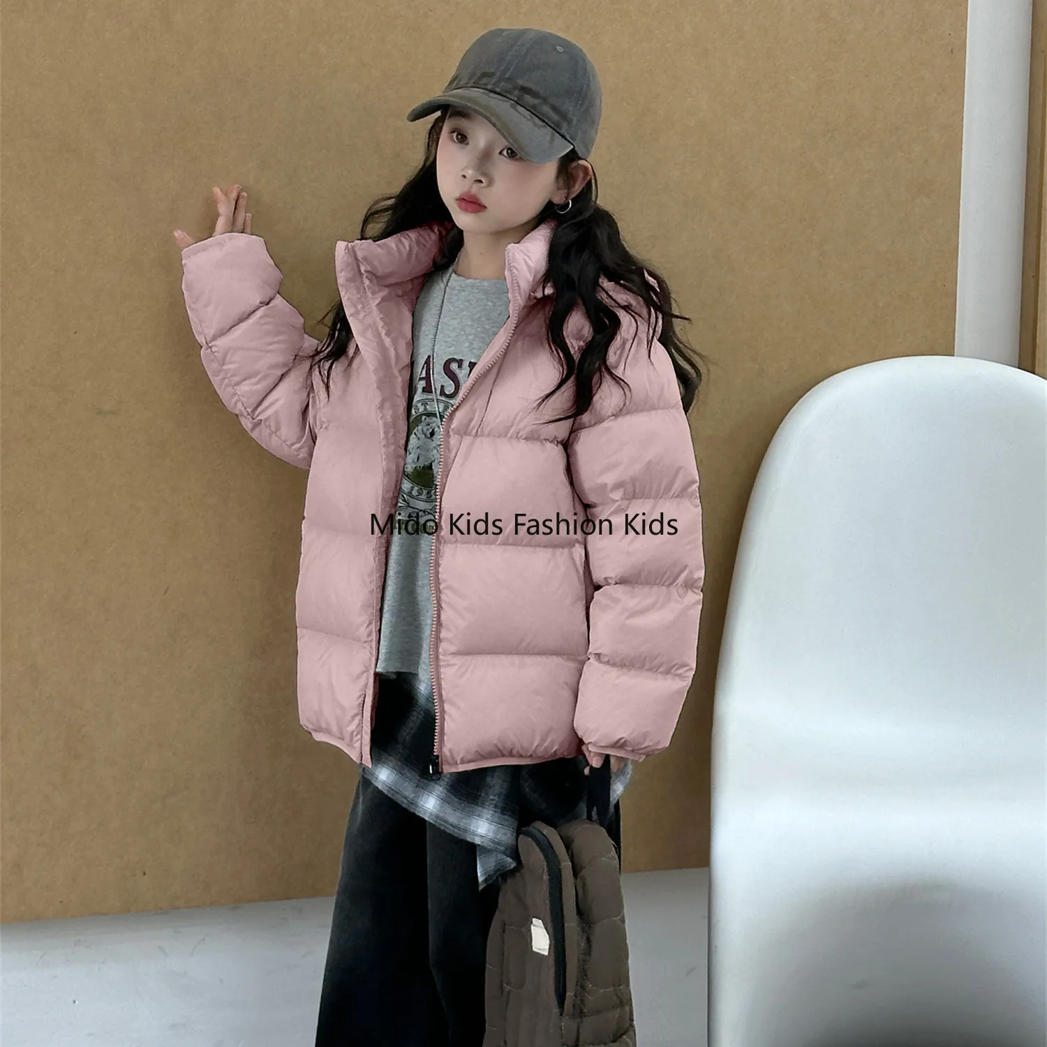 

Autumn Winter Children's Short Down Jacket 90 White Duck Down Men Women in Large Children Lightweight Leisure Hooded Jacket