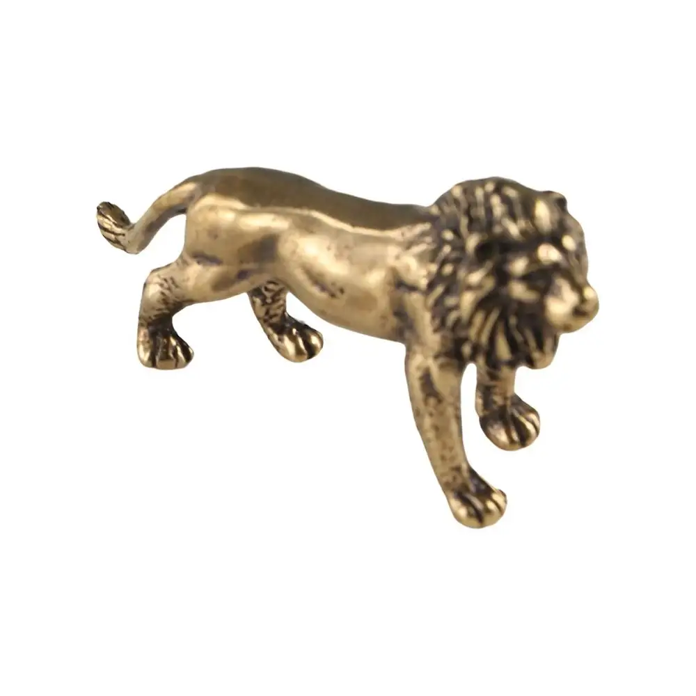 Figurines rétro du roi Lion en laiton, Statue de Lion mignonne en cuivre, Mini Sculpture de Lion exquise faite à la main, décoration de maison, cadeaux