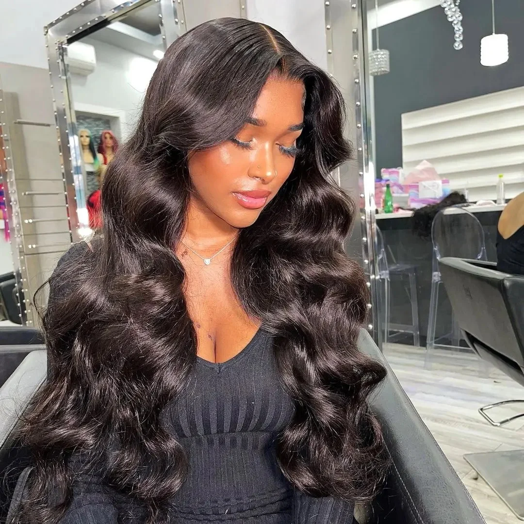 Nadine 13x6 Body Wave Lace Front Human Hair Wig 32 40 Inch Brazilian Remy Transparent 13x6 Hd Lace Frontal Wigs For Black Women