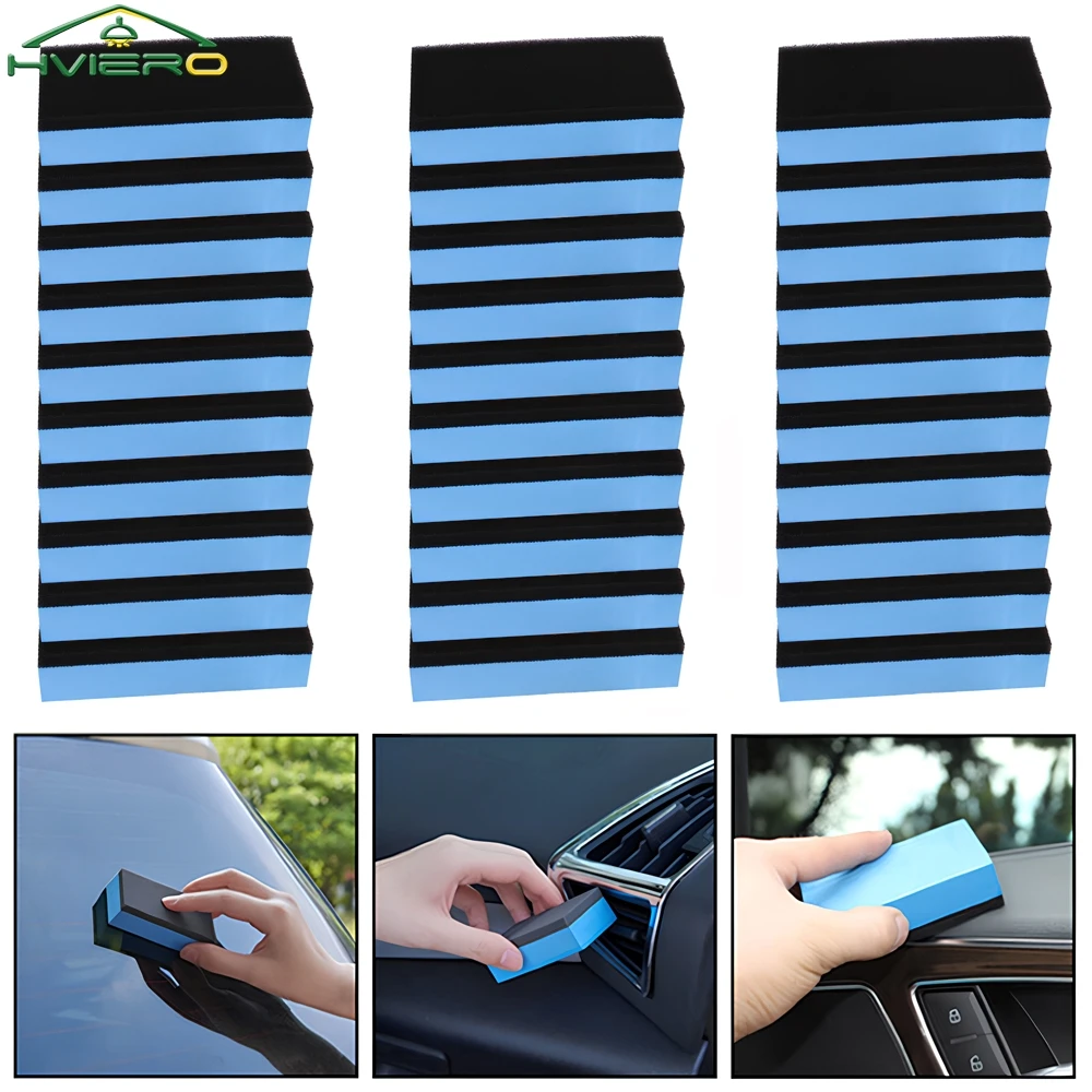 30Pcs Gąbka do powlekania ceramicznego samochodu Samochody Szkło Nano Wosk Aplikator Podkładki Gąbki do woskowania samochodów Miękkie polerowanie Czyste