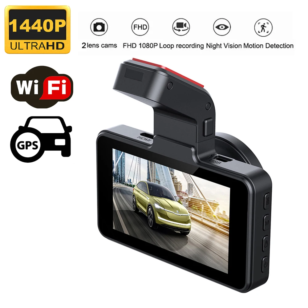 Dash Cam WiFi GPS Car DVR Car Camera 2K 1440P Car Video Recorder Car Accessories Rear View Registrator Auto Vehicle Black Box