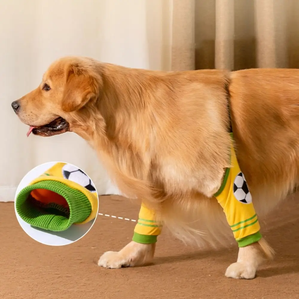 Cartoon Pet Recovery Sleeve Football/Star Pattern Soft Dog Elbow Brace Adjustable Elastic Strap Dog Front Legs Sleeve